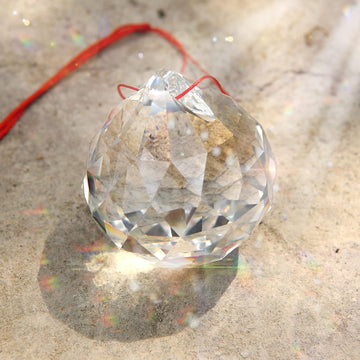 Clear Crystal Sun Catcher Suncatcher Prism Ball with Red Cord - 1 Pack, 2.36"/ 60mm, Rainbow Pendant Maker