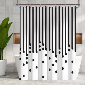 Black and White Fabric Shower Curtain Modern Black Striped Shower Curtain Summer Water Repellent Bath Curtains 72x72