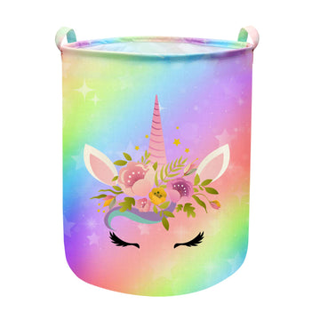 Unicorn Laundry Basket Hamper Large Sized Round Storage Basket Waterproof Bin Collapsible Laundry Basket for Girls