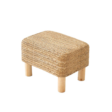 Ottoman Foot Stool Wicker Seagrass Rectangular Natural
