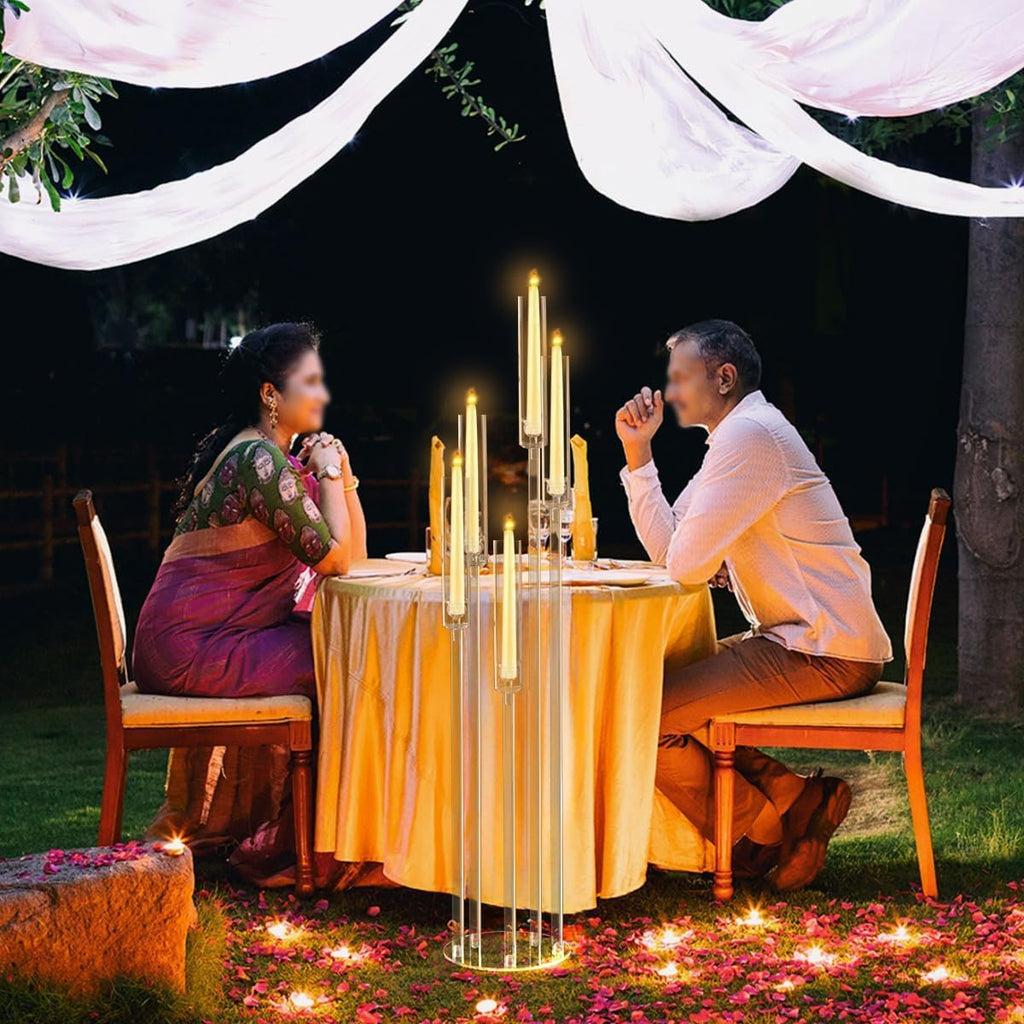 4pcs 5 Arm Acrylic Candelabra,Clear Candle Holder,45.7inch Tall Floor Candle Holders for Ceremony Birthday Party Home