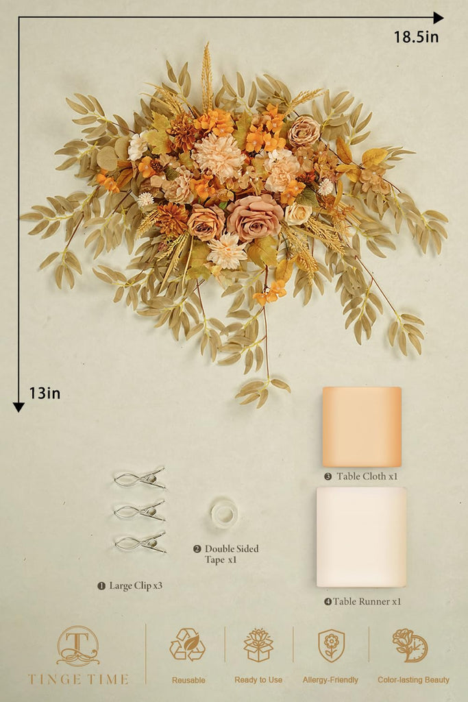 Artificial Flower Swag with Tablecloth and Table Runner Set