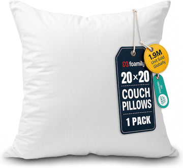 20x20 Throw Pillow Insert, White Pillows for Couch, Sofa & Bed