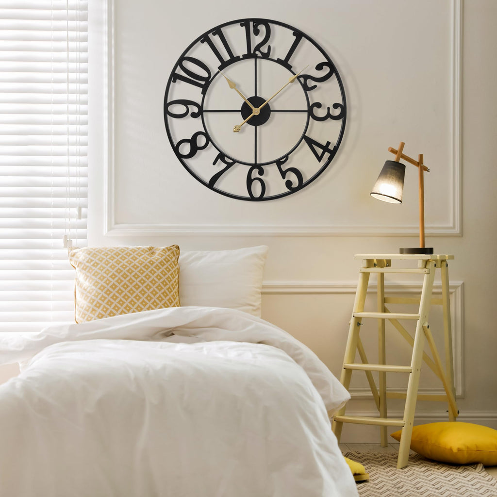 Oversized Wall Clock Decor - 40 Inch Silent Non-Ticking Wall Clocks Battery Operated, Metal Vintage Retro Decorative
