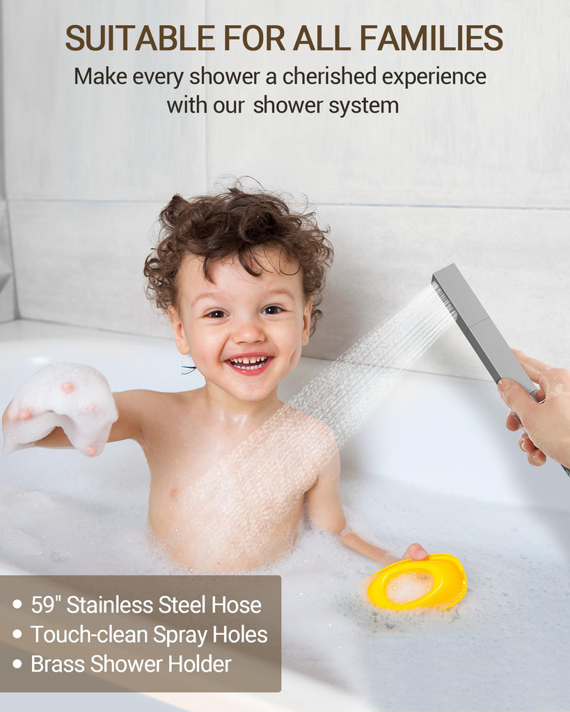 20" LED Ceiling Shower System with 6 Jets, Brushed Nickel