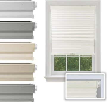 No Drill Cordless Cellular Shade, Pebble, 18" W x 48" H