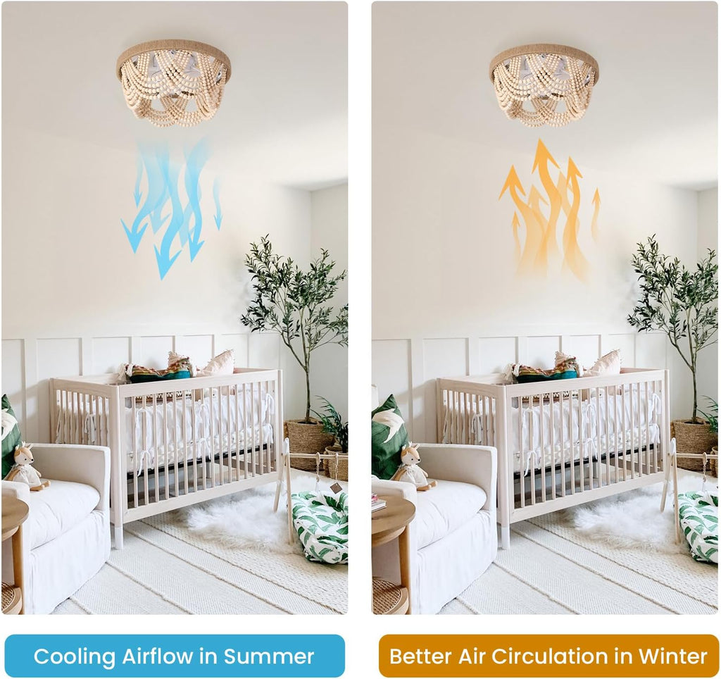 20" Boho Ceiling Fan with Light, Coastal Fandelier Ceiling Fans with Lights and Remote Control