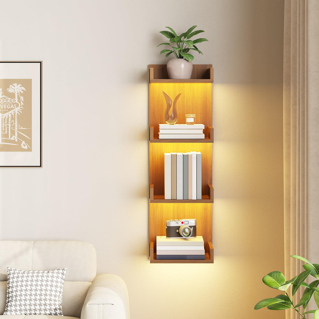 Floating Wall Shelves with LED Lights, Floating Shelf Wall Mounted