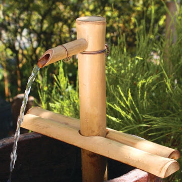 12" Adjustable Bamboo Fountain Kit with Pump - Classic Zen Water Feature for Bowls, Basins, Water Gardens & Patio