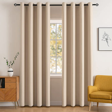 Beige Blackout Bedroom Curtains Drapes 72 Inch Long 52"x72"