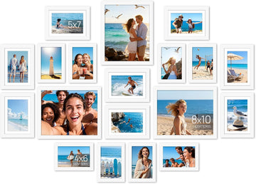 Picture Frames set of 19, Including 8x10, 5x7, 4x6 White Frame | Multi Picture Frames Collage Wall Decor, Gallery