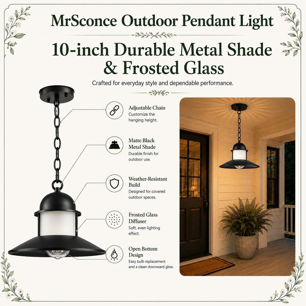 Outdoor Pendant Lights for Porch,2 Pack Farmhouse Exterior Hanging Lights Fixture with Adjustable Chain