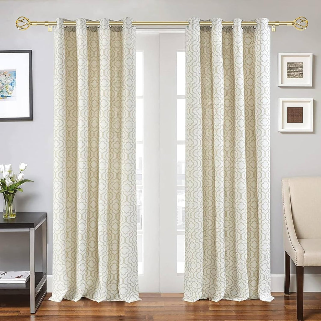 Gold Curtain Rods for Windows 32-50 inch with Twisted Cage Finials, Adjustable Curtain Rod Set with Brackets, Heavy