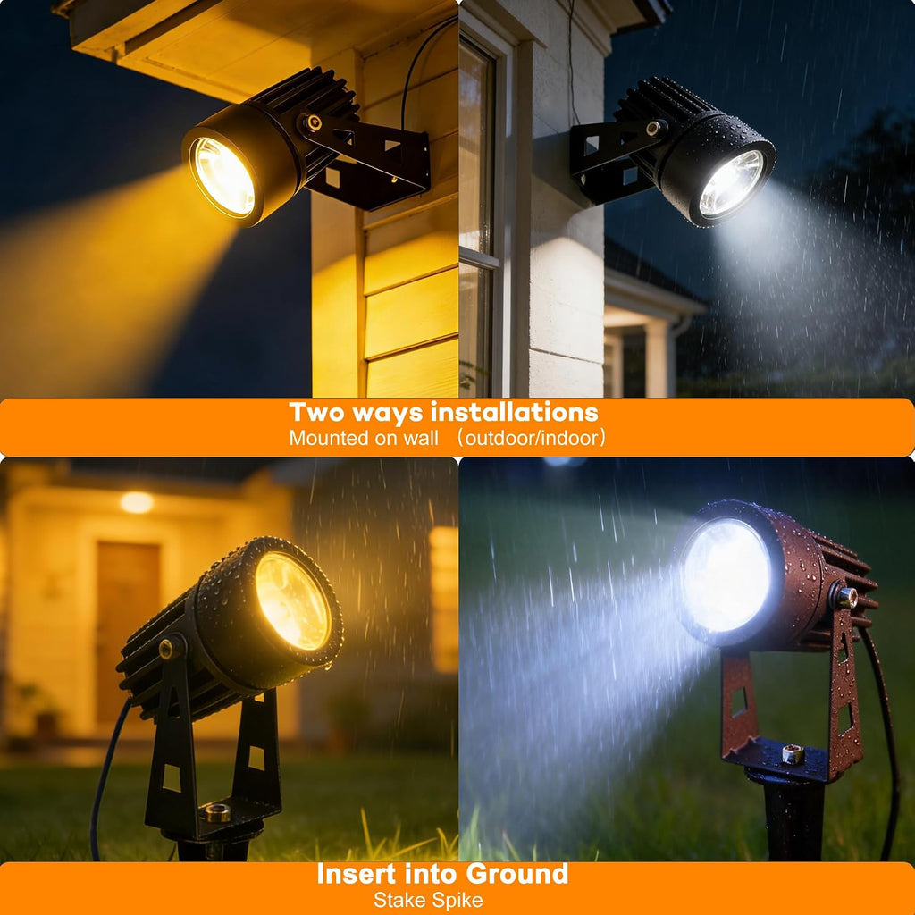Solar-Powered Cast Aluminium Warm White LED Spotlight for Outdoor Garden Yard Landscape Tree Uplight Downlight