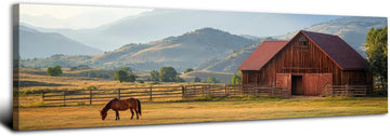 Country Farm Wall Art Rustic Red Barn Horse Picture Wall Decor Farmhouse Animal Canvas Prints Kitchen Retro Forest