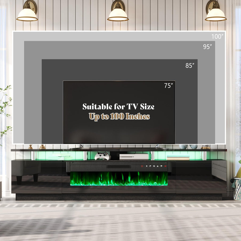 90" High-Gloss with 50" Electric Fireplace