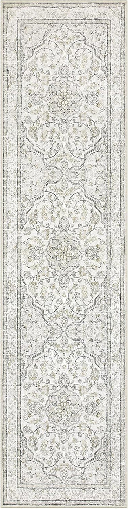 Oriental Runner for Hallways 2.5x10 Washable Beige Kitchen Runners Non Skid Long Entryway Rug Runner
