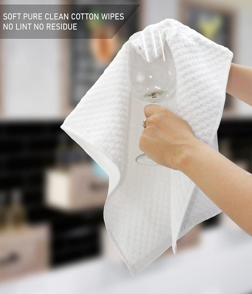 Amazing Kitchen Towel - 12 Pack 100% Cotton Waffle Terry Towel | White - 16x28 inch Euro Café Waffle Weave Dish