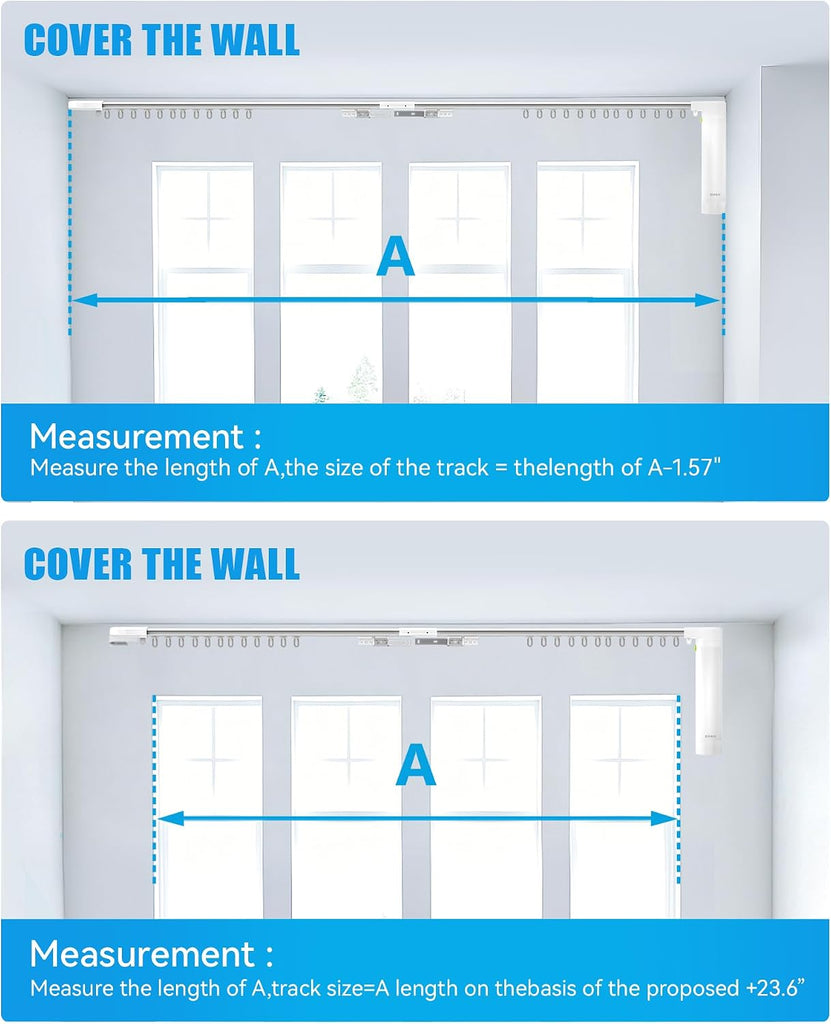 Curtain Rods for Windows up to 20"-165" Adjustable Length Electric Smart Curtain Track System with Remote, Motorized