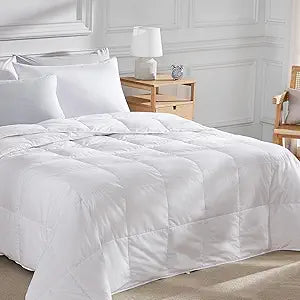 Lightweight Goose Feather Down Fiber Comforters King, Summer Duvet Insert, Ultra Soft, Breathable, Hotel Luxury