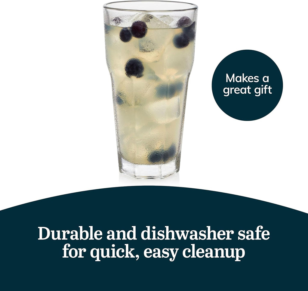 Gibraltar 16 oz Glass Tumbler, Iconic Heavy Base Glass Drinking Glasses Set of 12, Dishwasher Safe Drinkware Set of 12