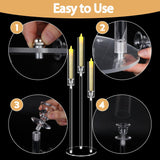 6 Set 3 Arms Acrylic Candelabras with Shades, 42" Floor Candelabra Centerpieces,Clear Candle Holder for Table