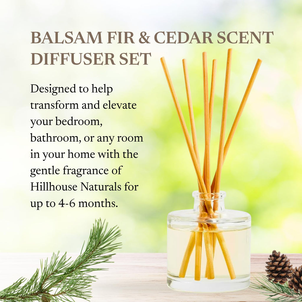 Reed Diffuser Set - Balsam Fir & Cedar Scent - 4 oz