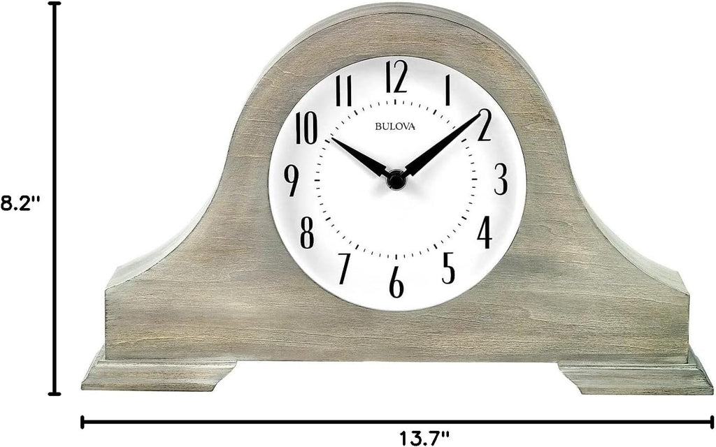 Bulova Clocks B1932 Peterborough, Warm Gray Finish, Chime, Tambour Style, Vintage Home Décor