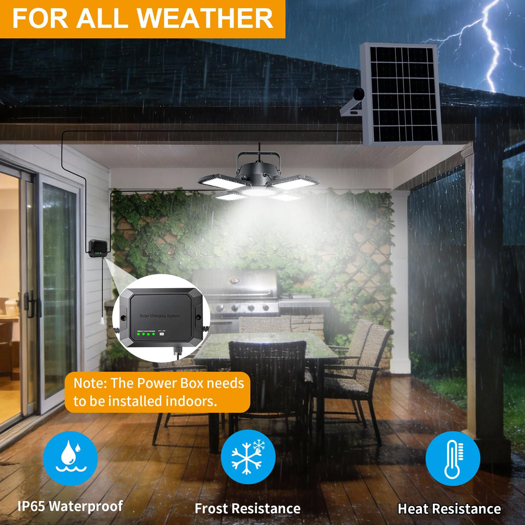 Solar Shed Lights Indoor Outdoor with Pull String, Available All Day Solar Pendant Light, High/Low Brightness