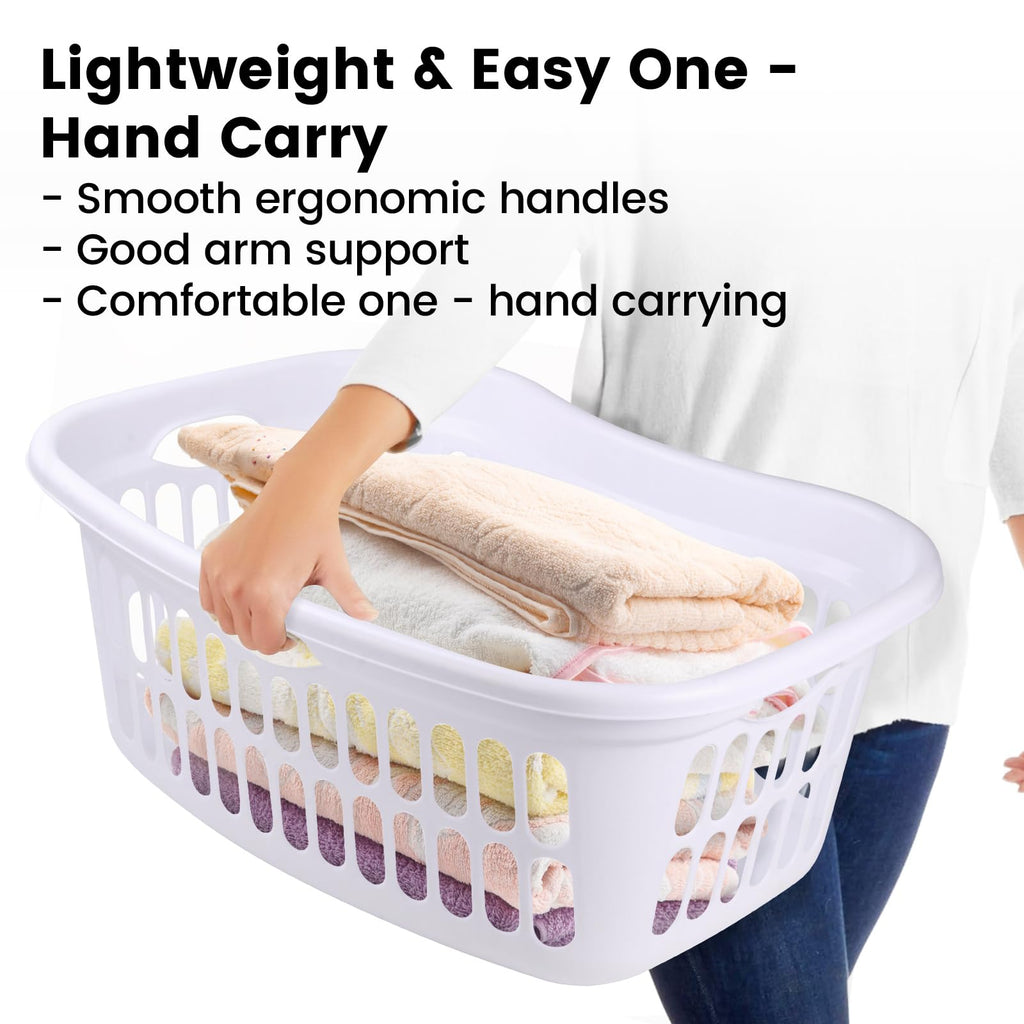Laundry Basket with Hip Hold 10-Pack - 50L/1.5 Bushel Stackable Plastic Hamper with Vented Holes - Clothes Hamper