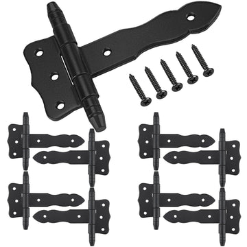 8 Pack 5'' Antique Cast Iron Vintage Heavy Duty T Hinges with Hardware