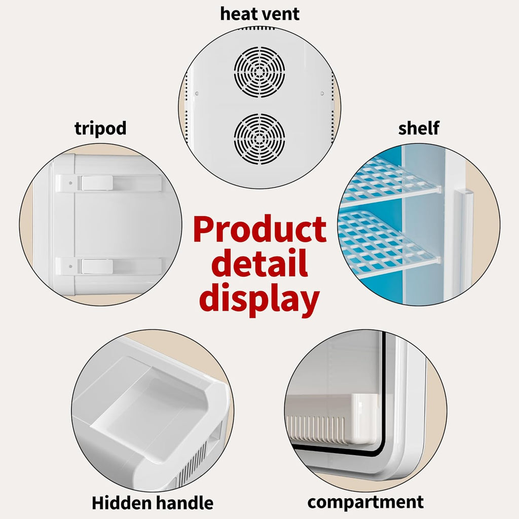 Mini Fridge for Bedroom - 10 Liter/15 Can Portable Refrigerator for Dorm, Office, Car - Quiet Cooler & Warmer for Food