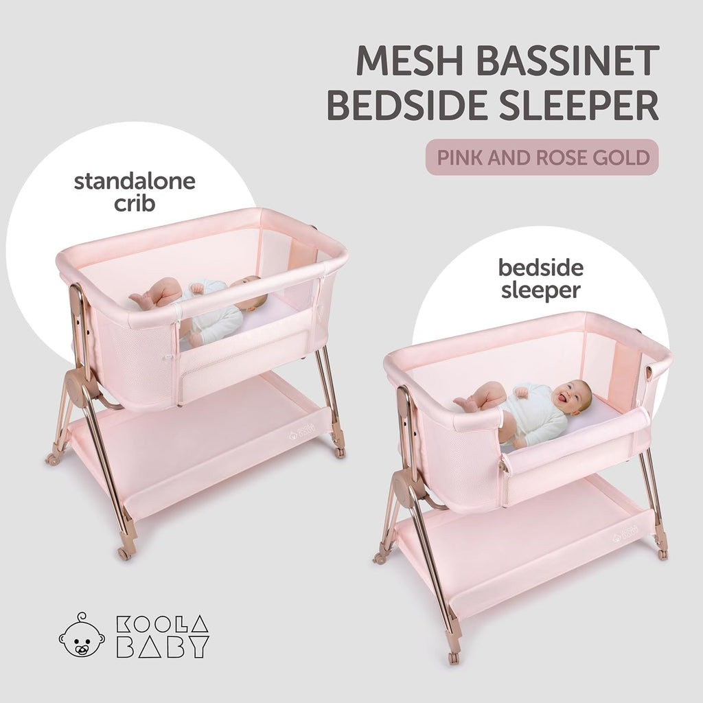 Bedside Sleeper - Bassinet & Bedside Crib with Height Adjustment & Wheels - Can Be Placed Next to Bed - Attaches to