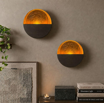 Eclipse Wall Candle Sconces Set of 2 - Round Tea Light Holders