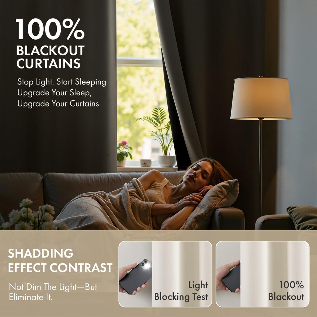 Cream 100% Blackout Curtains (Set of 2 Panels) 40x63 Inch Long