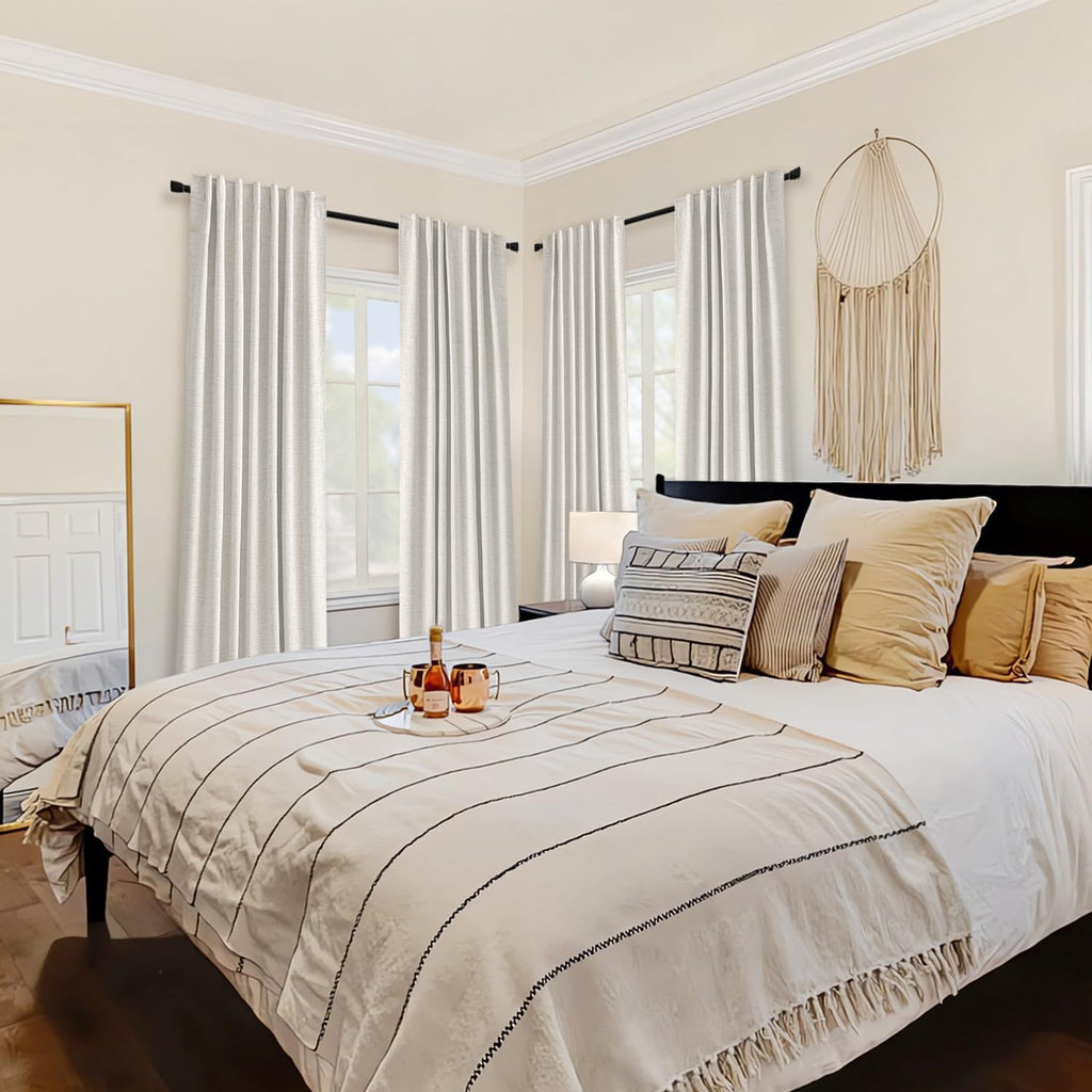 100% Blackout Curtains Linen Curtains & Drapes 2 Panels Set for Bedroom Back Tab Living Room Darkening