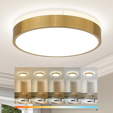 12" Modern Flush Mount Ceiling Light,Brush Gold,1 Pack | Close to Ceiling,5CCT 24W Dimmable LED,Bright Light