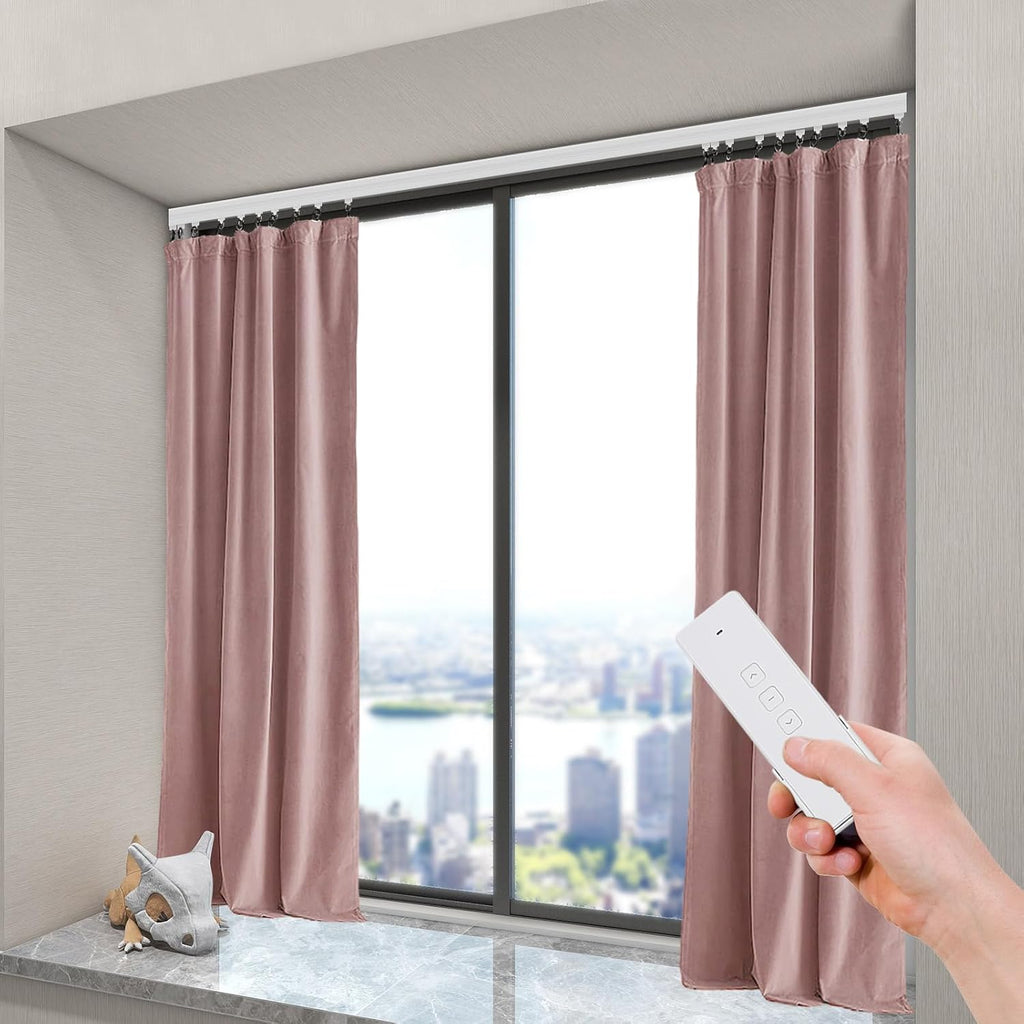 Electric Curtain Track, 7.08-13.78ft Motorized Curtain Track Smart Curtains Electric Curtains with Remote Control