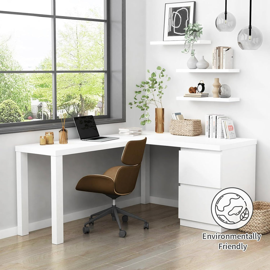 24 Inch Floating Shelves for Wall Decor, White Wall Book Shelves , Large Long Deep Hanging Shelves Office Laundry