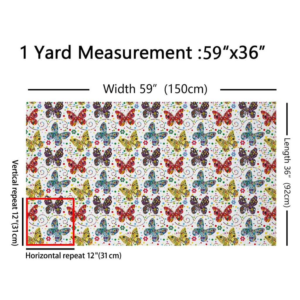Boho Butterfly Fabric by The Yard Watercolor Geometric Circle Polka Dot Home DIY Fabric by The Yard Rainbow Color