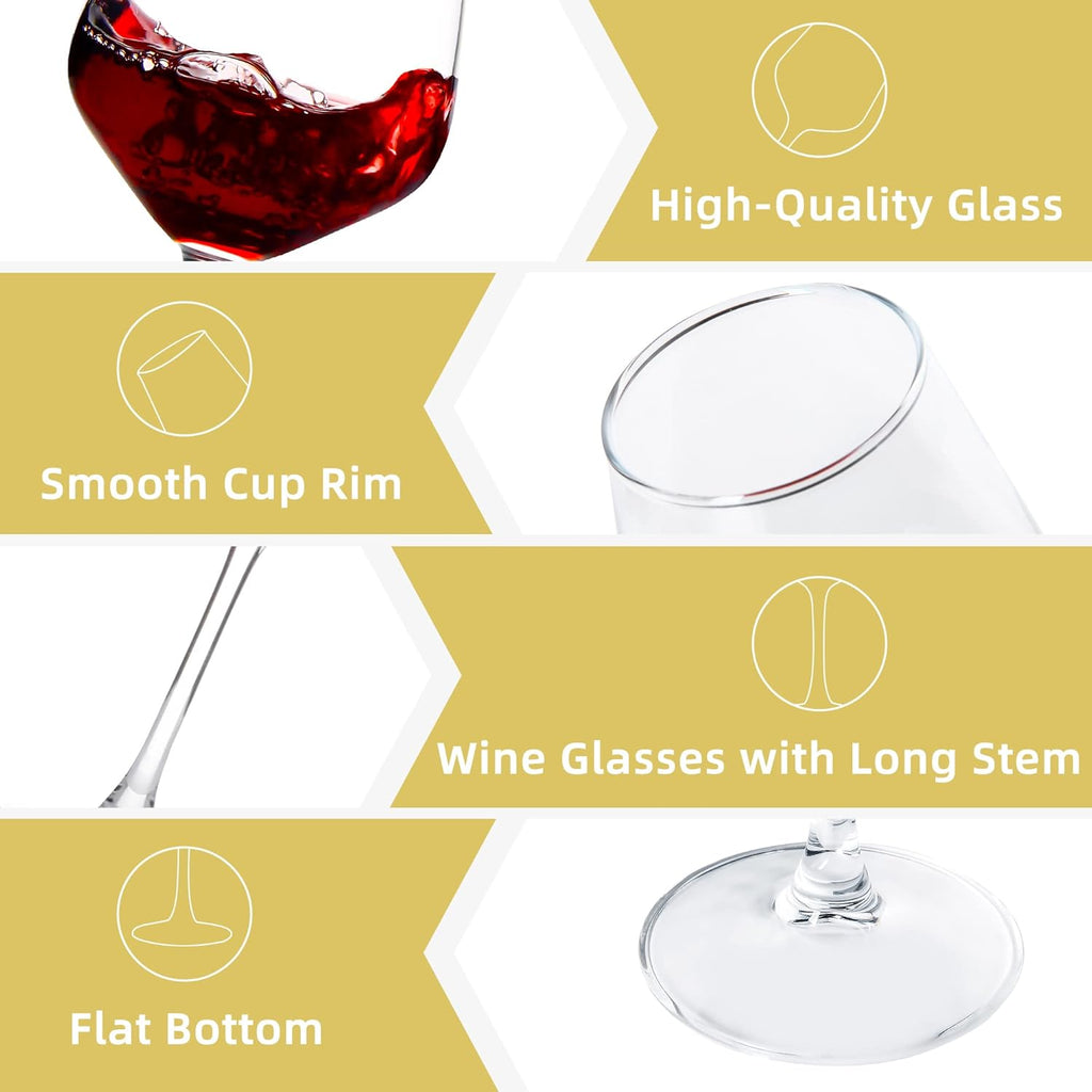 Wine Glasses Set of 12, 12oz Clear Red/White Wine Cup, Long Stem Wine Glasses and Home