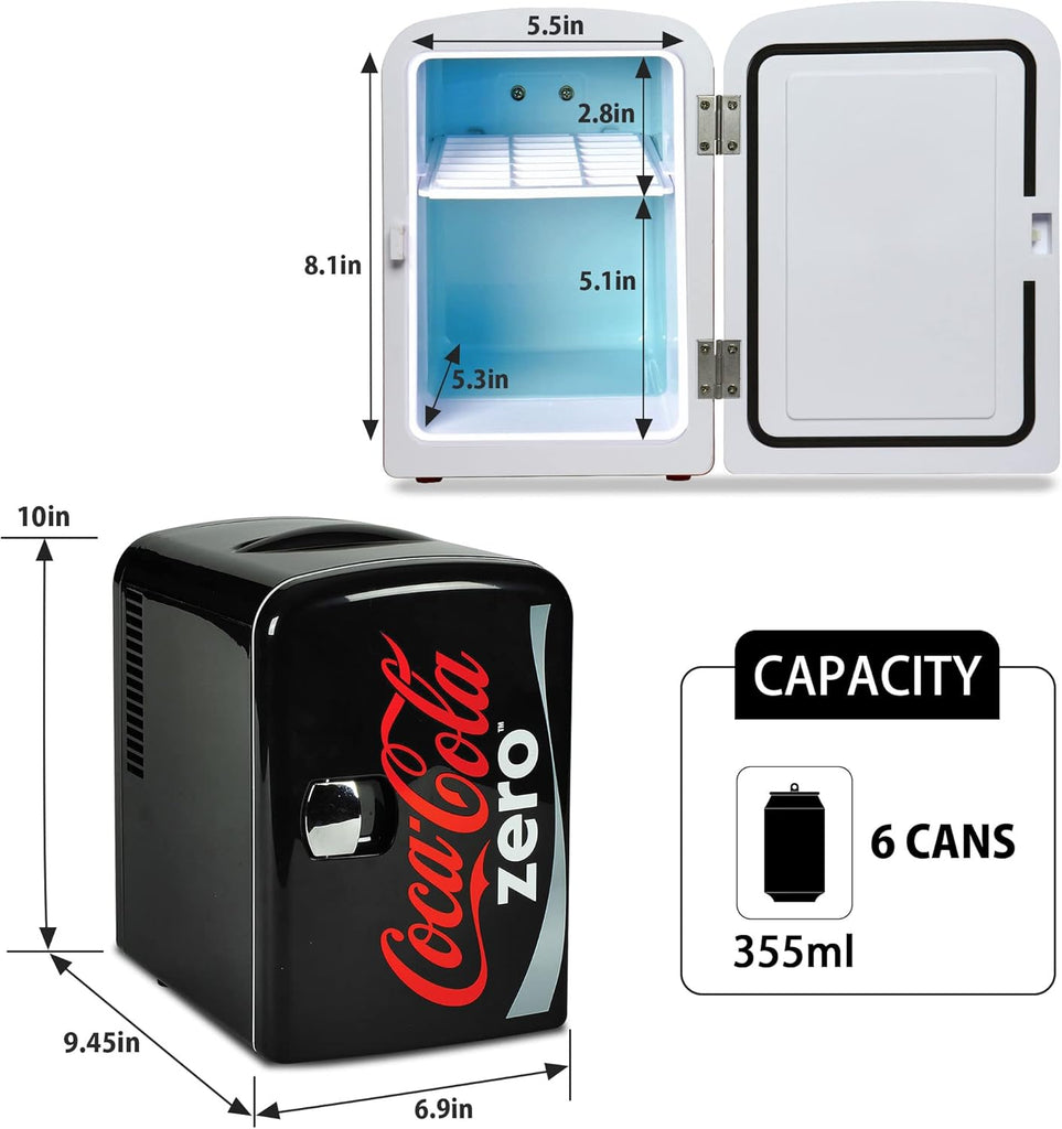 Zero Mini Fridge - Refrigerator for Bedroom Office, Portable Table Top Beverage Cooler, 12V 110V Refrigerador For