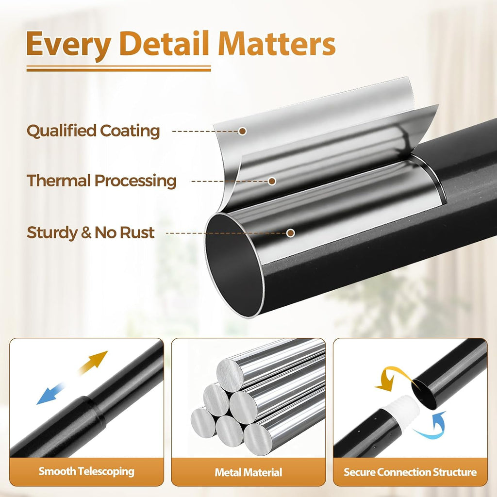 Curtain Rod, Telescoping Splicing 3/4 Drapery Rods for Windows