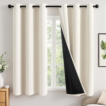 Cream 100% Blackout Curtains 40x63 Inch Long