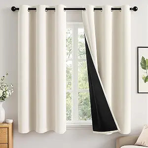 Cream 100% Blackout Curtains 40x63 Inch Long