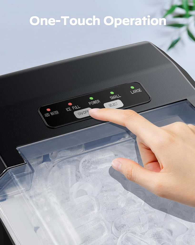 Ice Maker Countertop, 9 Cubes Ready in 6 Mins, 26 lbs per Day, Ice Machine with 2 Ice Sizes and Self-Cleaning