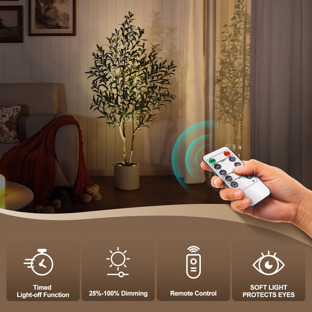 5ft Olive Trees Artificial Indoor with Remote LED Spotlights