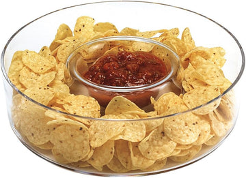 Manhattan Crystal Chip and Dip Decorative Bowl Centerpiece, 11 Inch | Decorative crystal bowl for candy, fruit, nuts