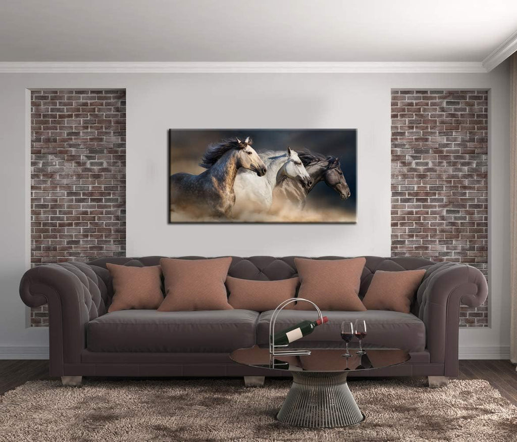 Large Animal Pictures Wall Art Desert Running Horses Painting Picture Print on Canvas Modern Living Room Office Wall
