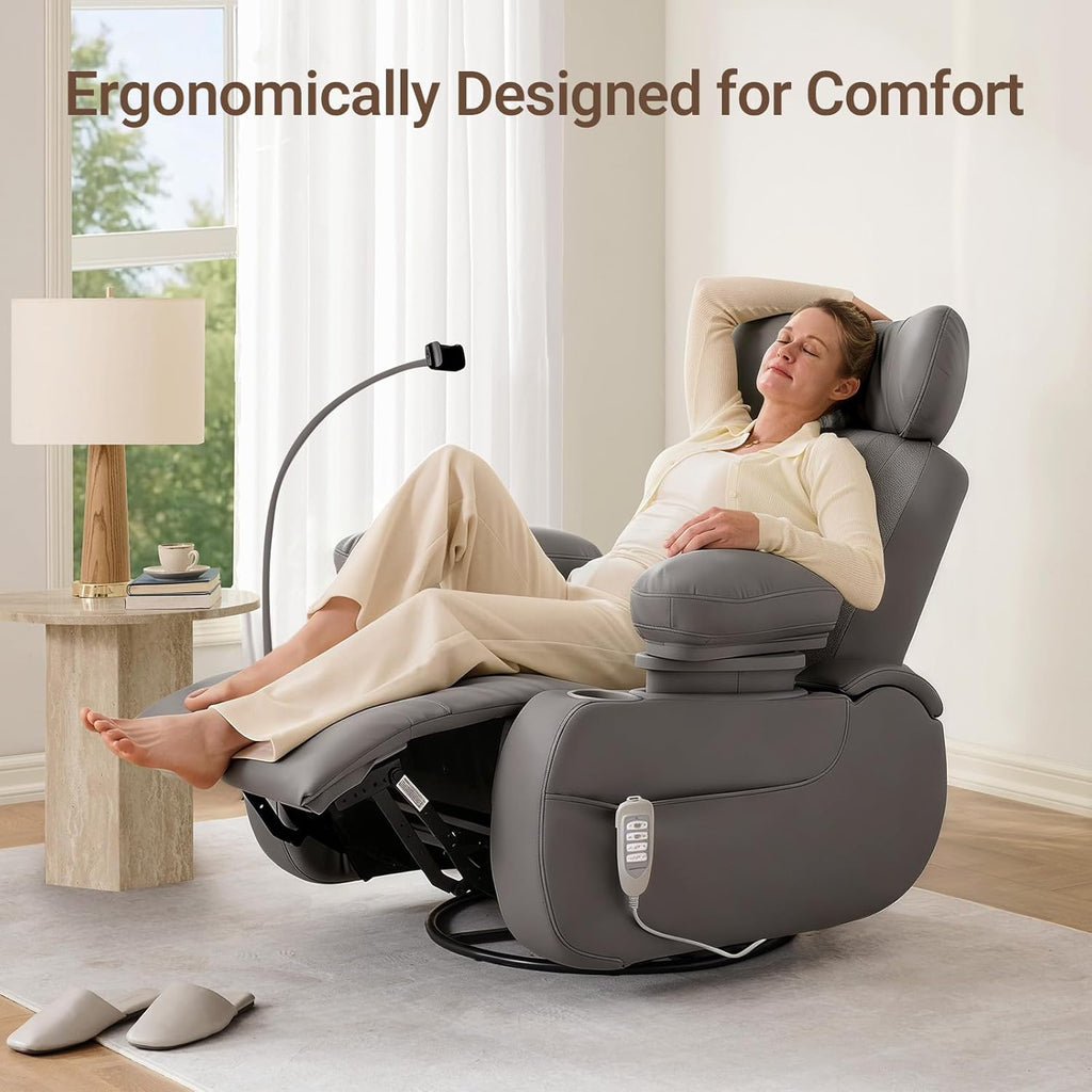 Lullapod Max Power Nursery Rocking Chair with Electric Armrests | Independent Electric Recline & Footrest, Swivel